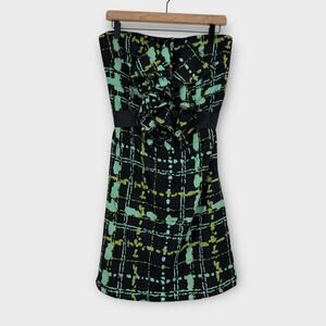 The Limited Women’s Size 6 Small Green Black Ruffle Front Strapless Mini Dress
